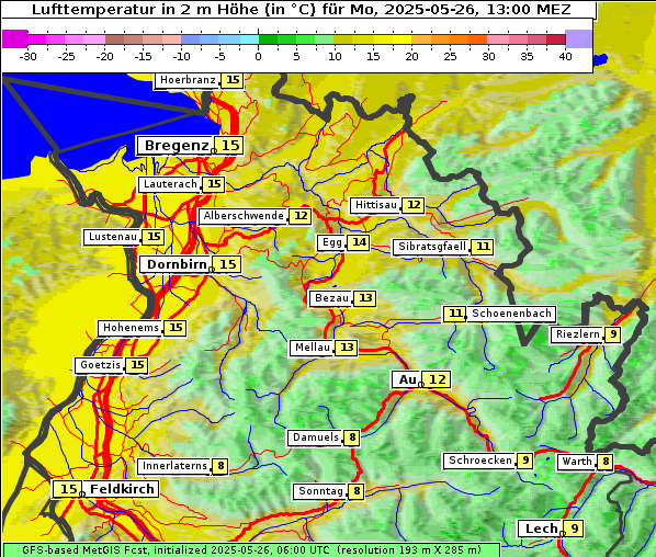 Temperatur, 26. 5. 2025
