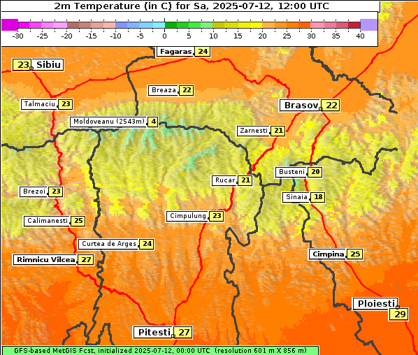 Temperatur, 12. 7. 2025