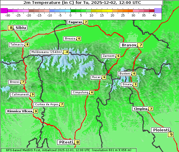 Temperatur, 2. 12. 2025