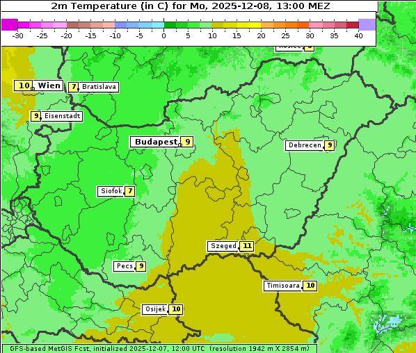 Temperatur, 8. 12. 2025