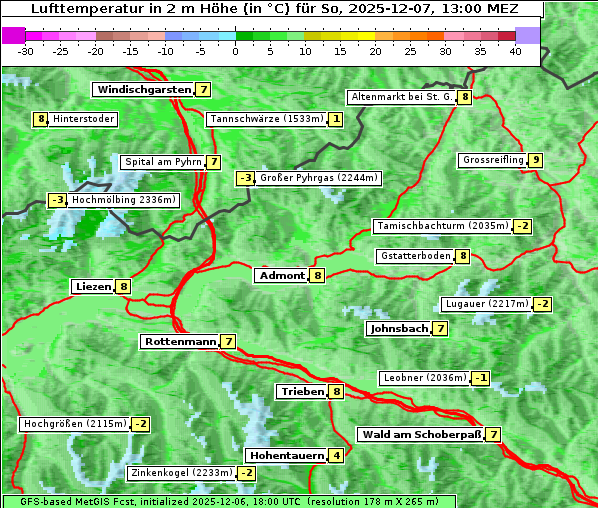 Temperatur, 7. 12. 2025