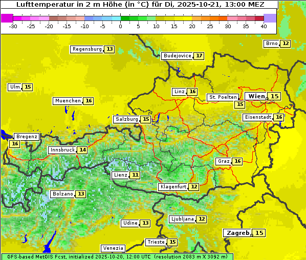Temperatur, 21. 10. 2025