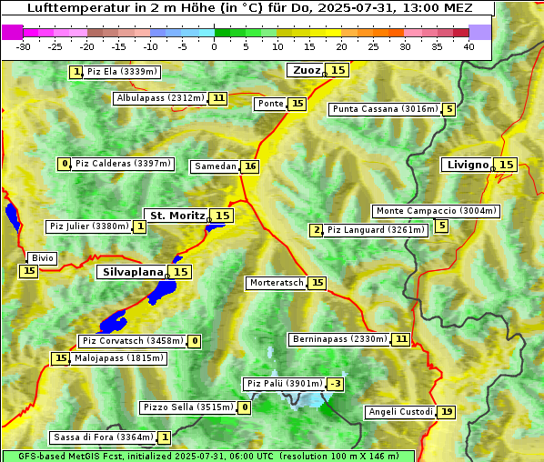 Temperatur, 31. 7. 2025