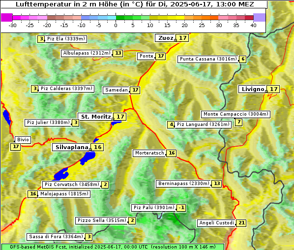 Temperatur, 17. 6. 2025