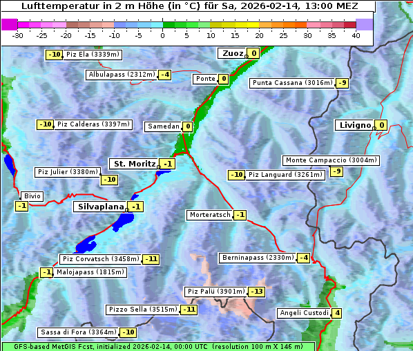 Temperatur, 14. 2. 2026