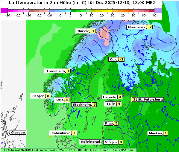 Temperatur, 18. 12. 2025