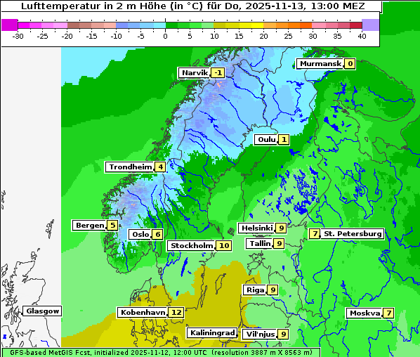 Temperatur, 13. 11. 2025