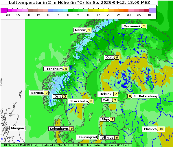 Temperatur, 12. 4. 2026