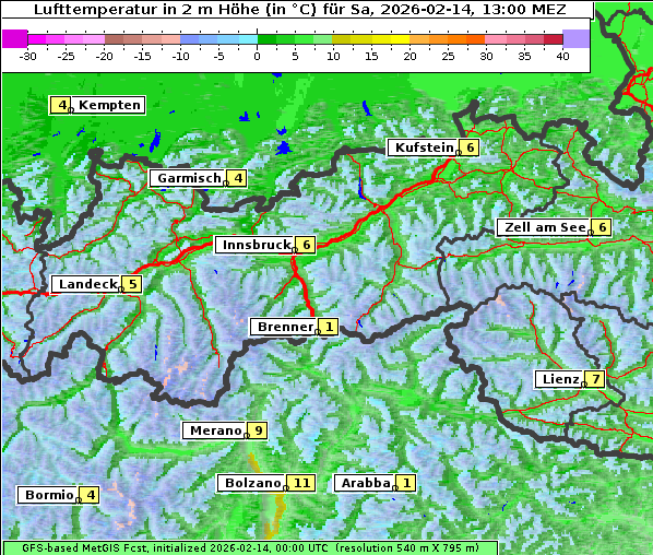 Temperatur, 14. 2. 2026