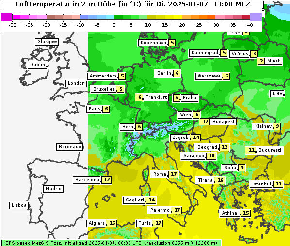 Temperatur, 7. 1. 2025