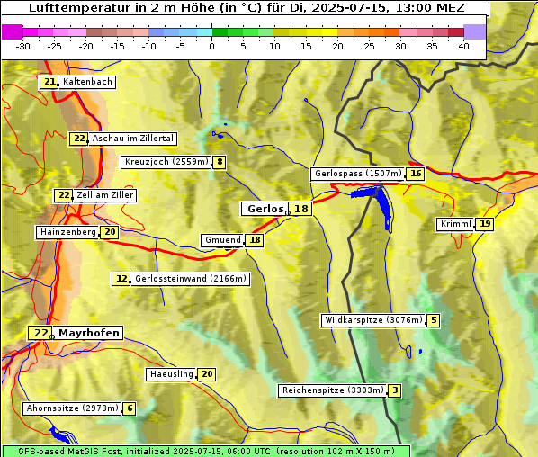 Temperatur, 15. 7. 2025
