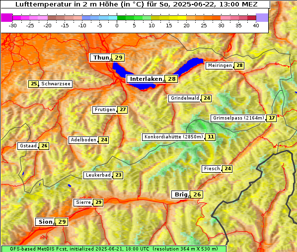 Temperatur, 22. 6. 2025