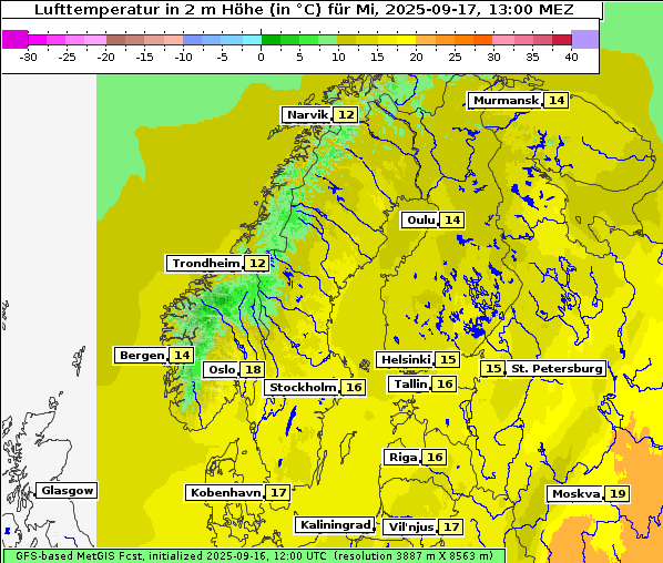 Temperatur, 17. 9. 2025