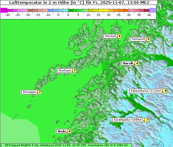 Temperatur, 7. 11. 2025