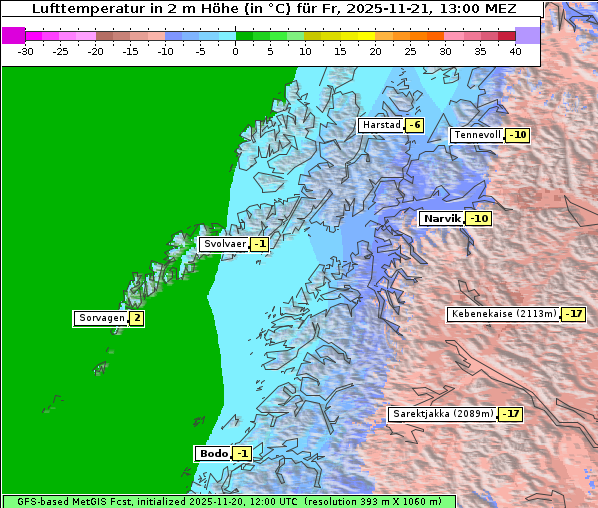 Temperatur, 21. 11. 2025