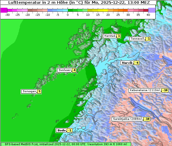 Temperatur, 22. 12. 2025
