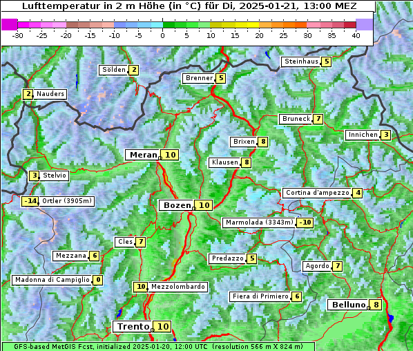 Temperatur, 21. 1. 2025