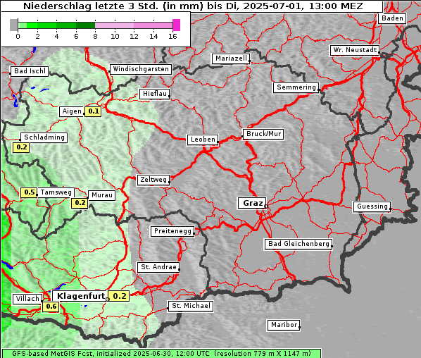 Niederschlag, 1. 7. 2025
