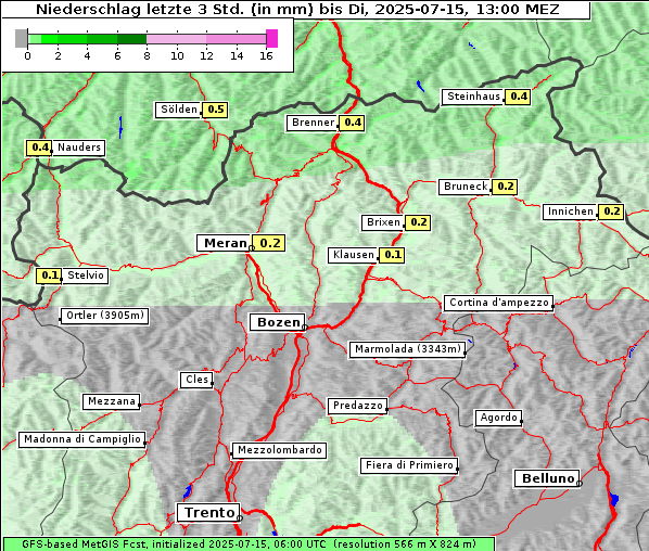 Niederschlag, 15. 7. 2025