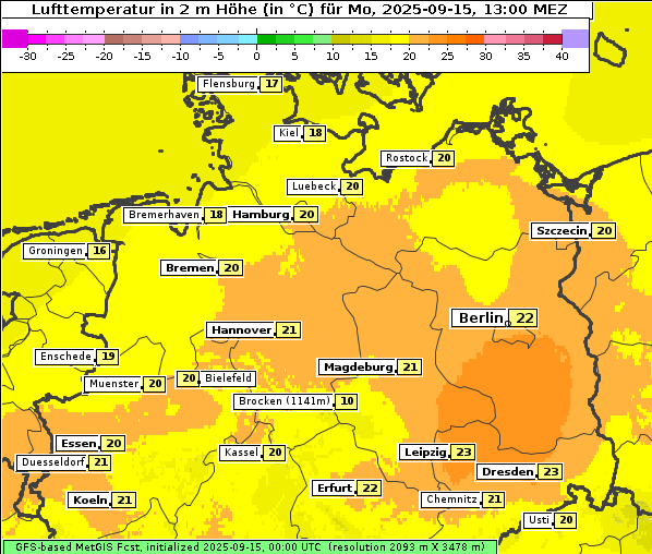 Temperatur, 15. 9. 2025