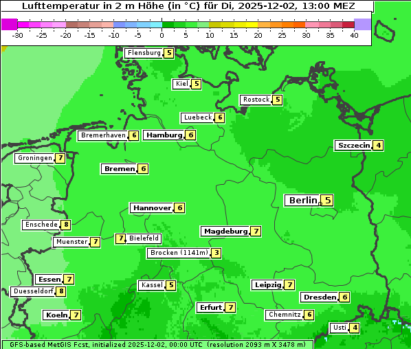 Temperatur, 2. 12. 2025