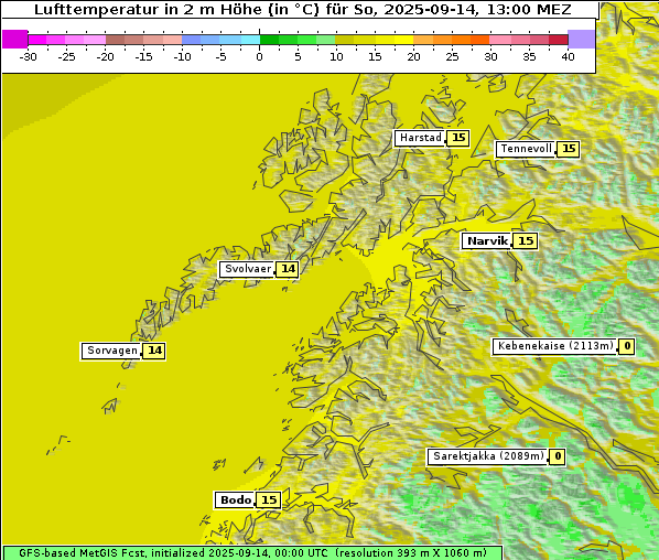 Temperatur, 14. 9. 2025