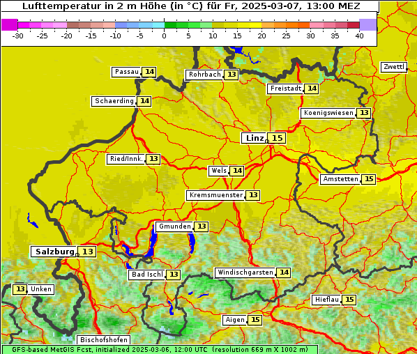 Temperatur, 7. 3. 2025