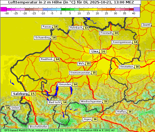 Temperatur, 21. 10. 2025