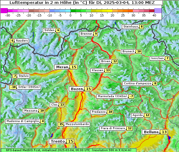 Temperatur, 4. 3. 2025