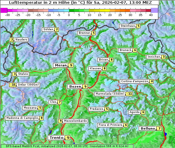 Temperatur, 7. 2. 2026