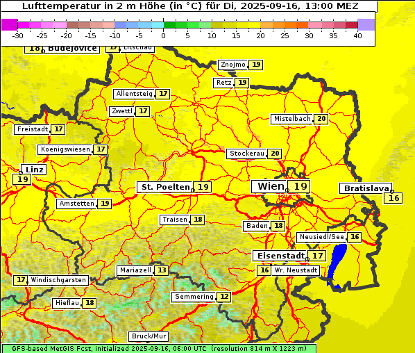 Temperatur, 16. 9. 2025