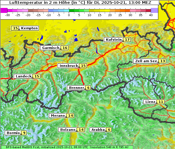 Temperatur, 21. 10. 2025