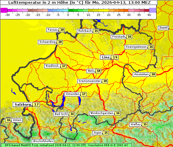 Temperatur, 13. 4. 2026