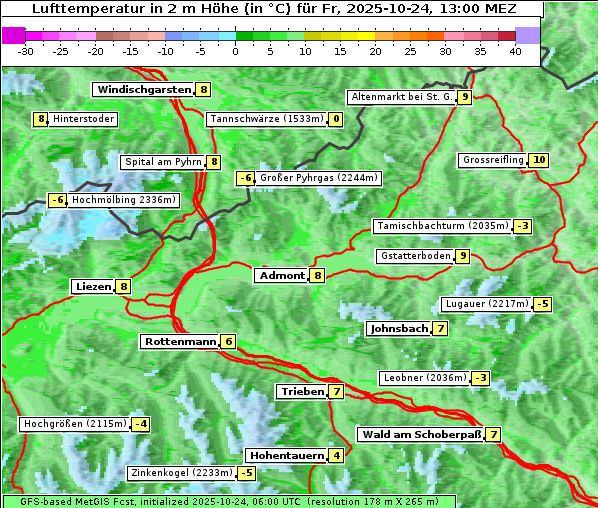 Temperatur, 24. 10. 2025
