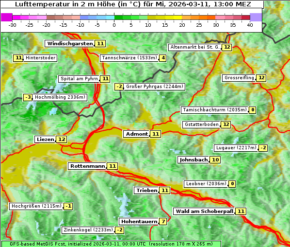 Temperatur, 11. 3. 2026