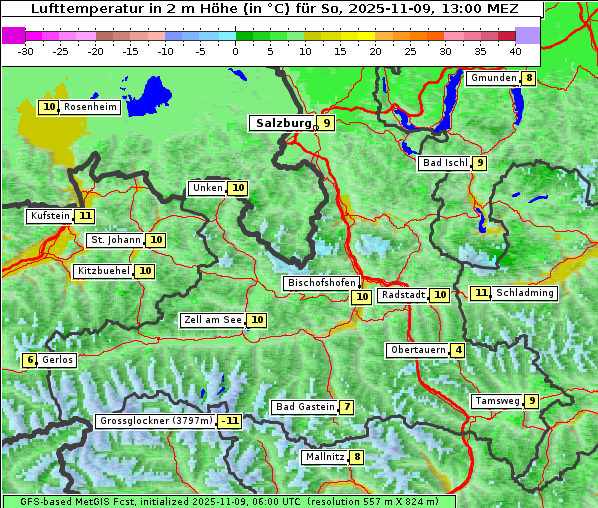 Temperatur, 9. 11. 2025