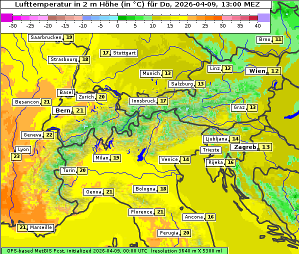 Temperatur, 9. 4. 2026