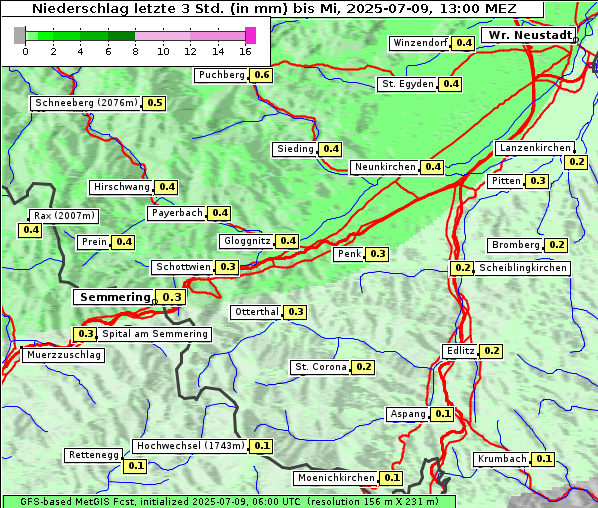 Niederschlag, 9. 7. 2025