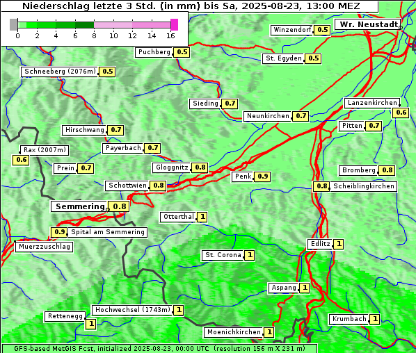 Niederschlag, 23. 8. 2025