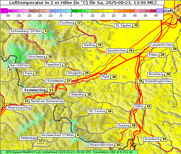 Temperatur, 23. 8. 2025