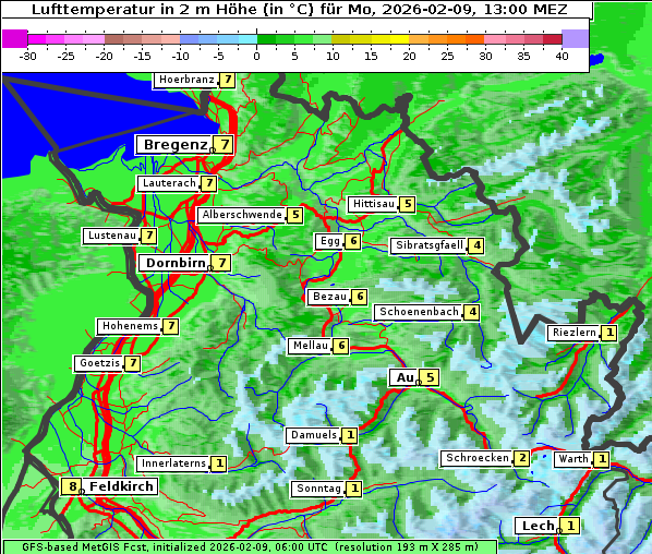 Temperatur, 9. 2. 2026