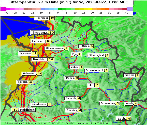 Temperatur, 22. 2. 2026