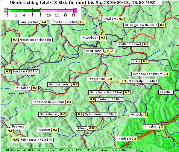 Niederschlag, 13. 9. 2025