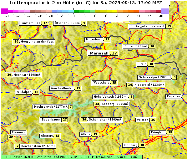 Temperatur, 13. 9. 2025