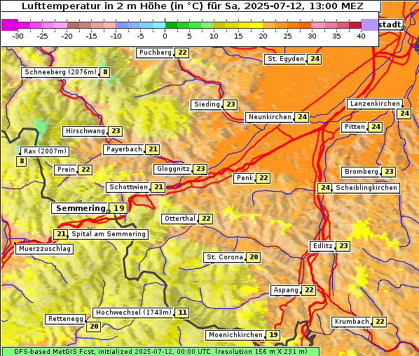 Temperatur, 12. 7. 2025