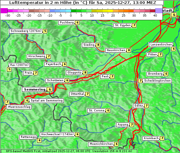 Temperatur, 27. 12. 2025