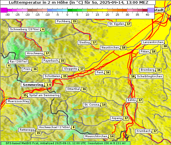 Temperatur, 14. 9. 2025