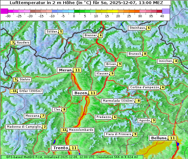 Temperatur, 7. 12. 2025