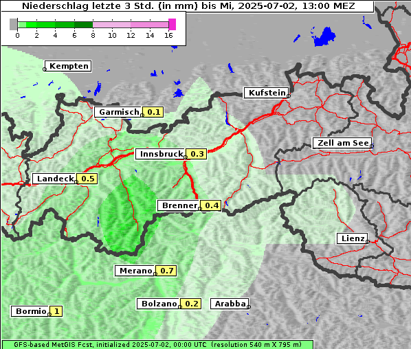 Niederschlag, 2. 7. 2025