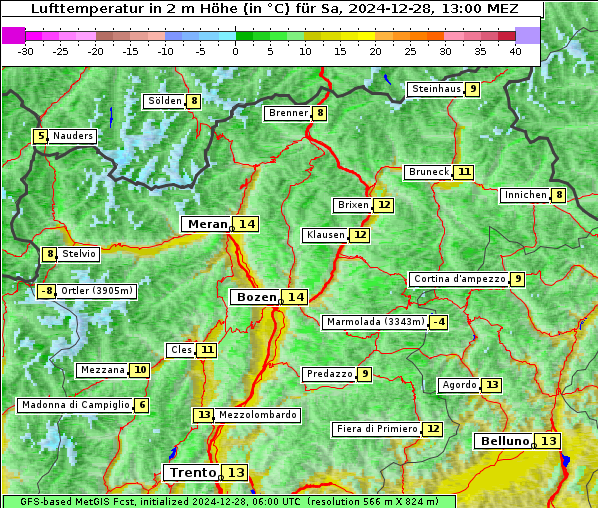 Temperatur, 28. 12. 2024